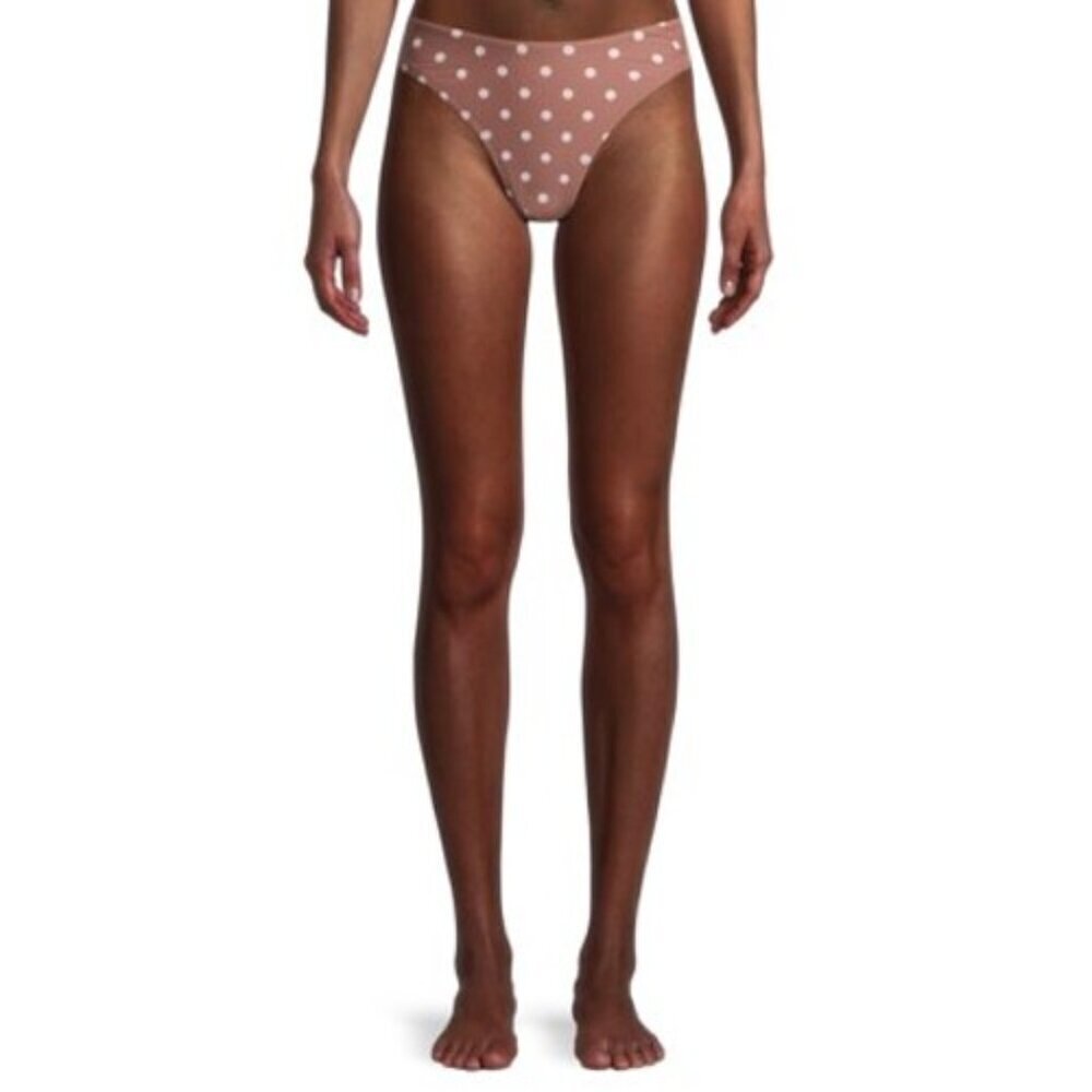 Time and Tru Women's Size XL Bikini Bottom Polka Dot Tan White Beach Summer Swim